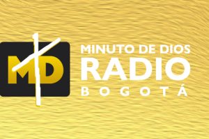 Logo de Minuto de Dios Radio con fondo dorado