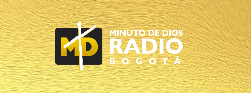 Logo de Minuto de Dios Radio con fondo dorado